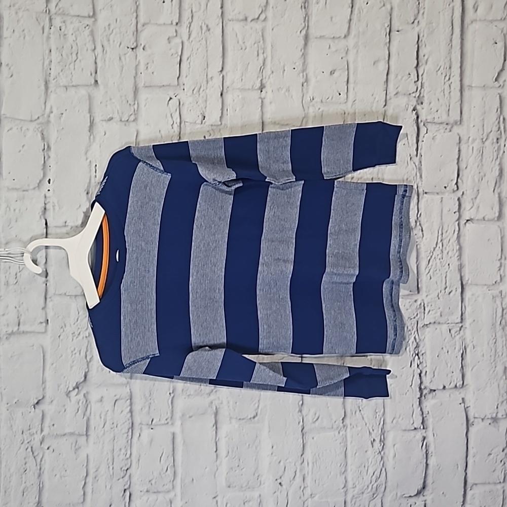 Old Navy blue white striped long sleeve thermal